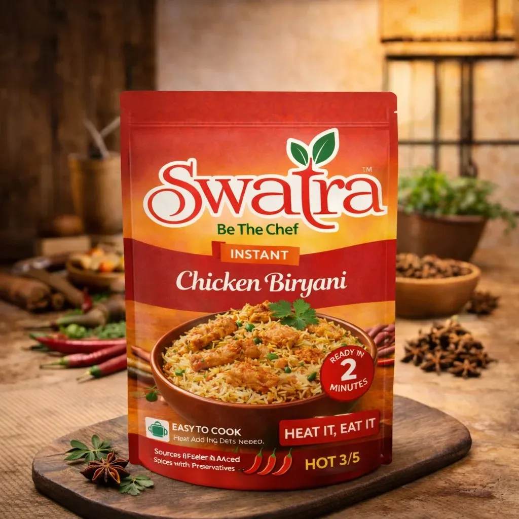 Instant Chicken Biryani 2 Swatra Foods instant heat and eat chicken biryani, authentic Indian main meal, ready in minutes